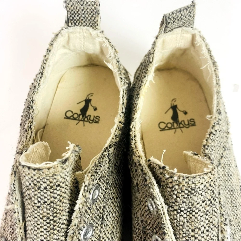 Corkys Babalu Grey Tweed Slip On Sneakers Size 11
